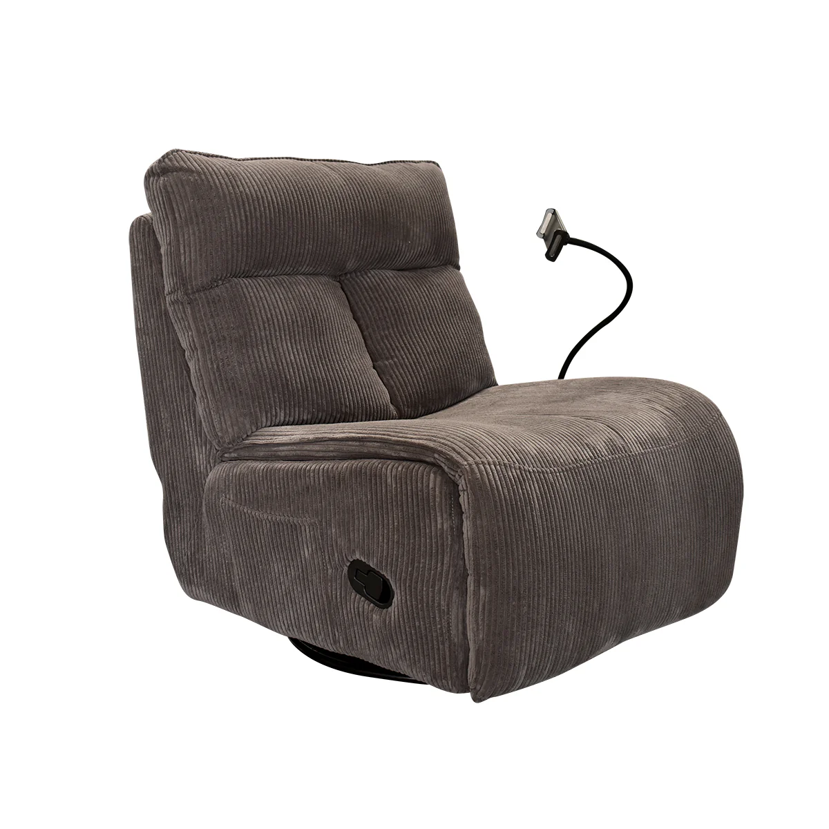Sillón Giratorio Mecedora Reclinable de Tela Belle Sistema Manual- Lincoln Black - Image 35