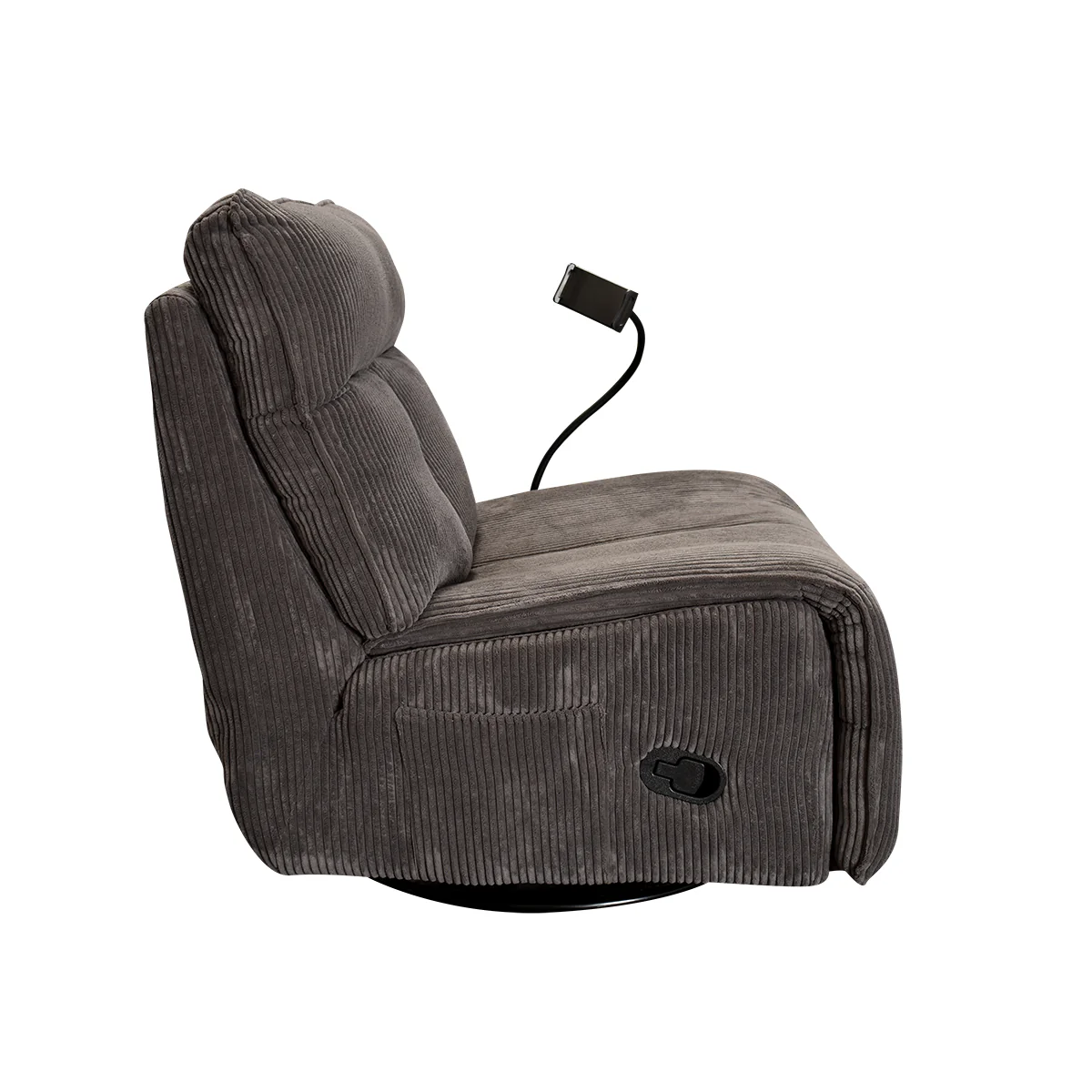 Sillón Giratorio Mecedora Reclinable de Tela Belle Sistema Manual- Lincoln Black - Image 28