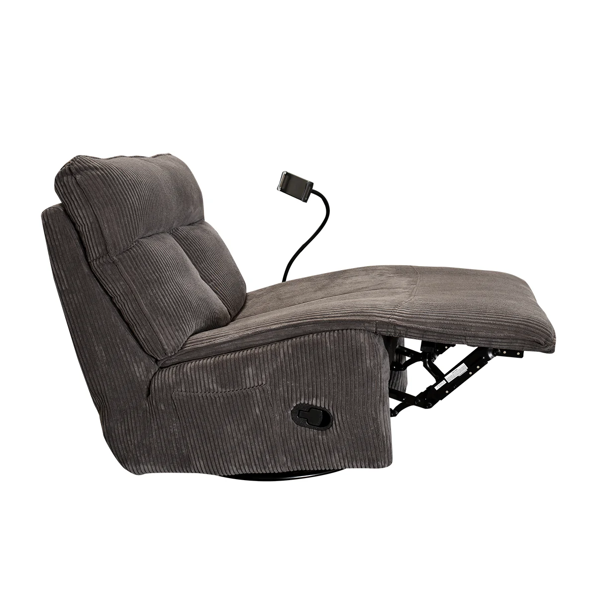 Sillón Giratorio Mecedora Reclinable de Tela Belle Sistema Manual- Lincoln Black - Image 27