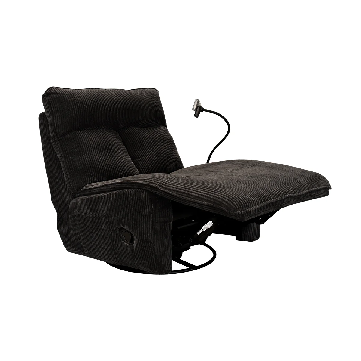 Sillón Giratorio Mecedora Reclinable de Tela Belle Sistema Manual- Lincoln Black - Image 5