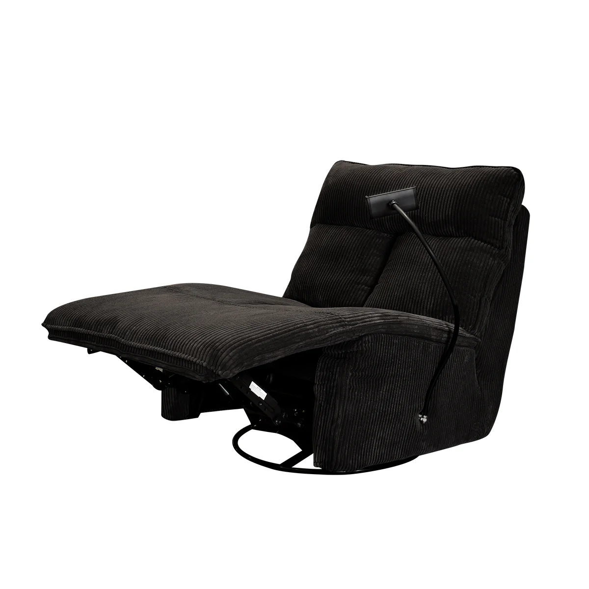 Sillón Giratorio Mecedora Reclinable de Tela Belle Sistema Manual- Lincoln Black - Image 7