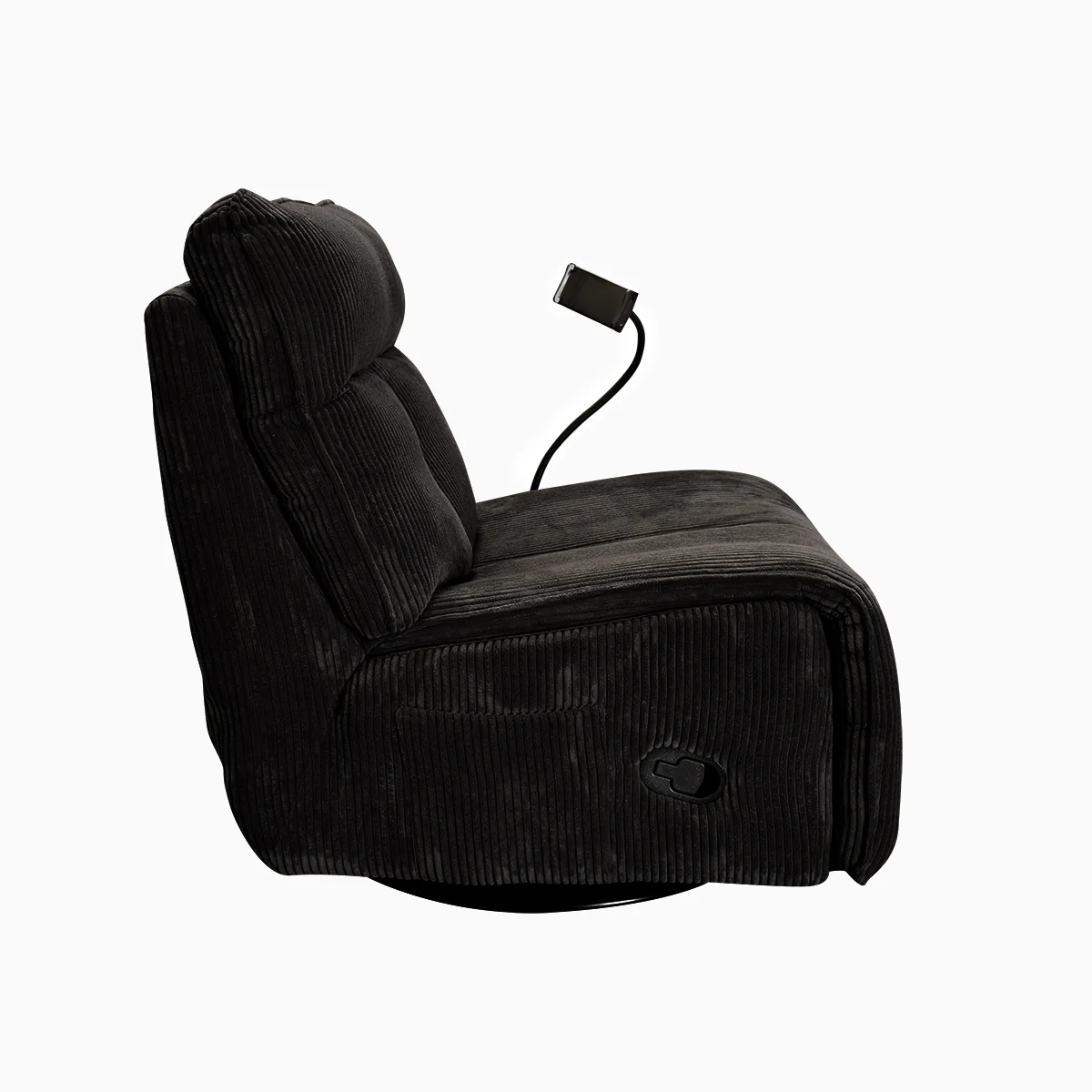 Sillón Giratorio Mecedora Reclinable de Tela Belle Sistema Manual- Lincoln Black - Image 12