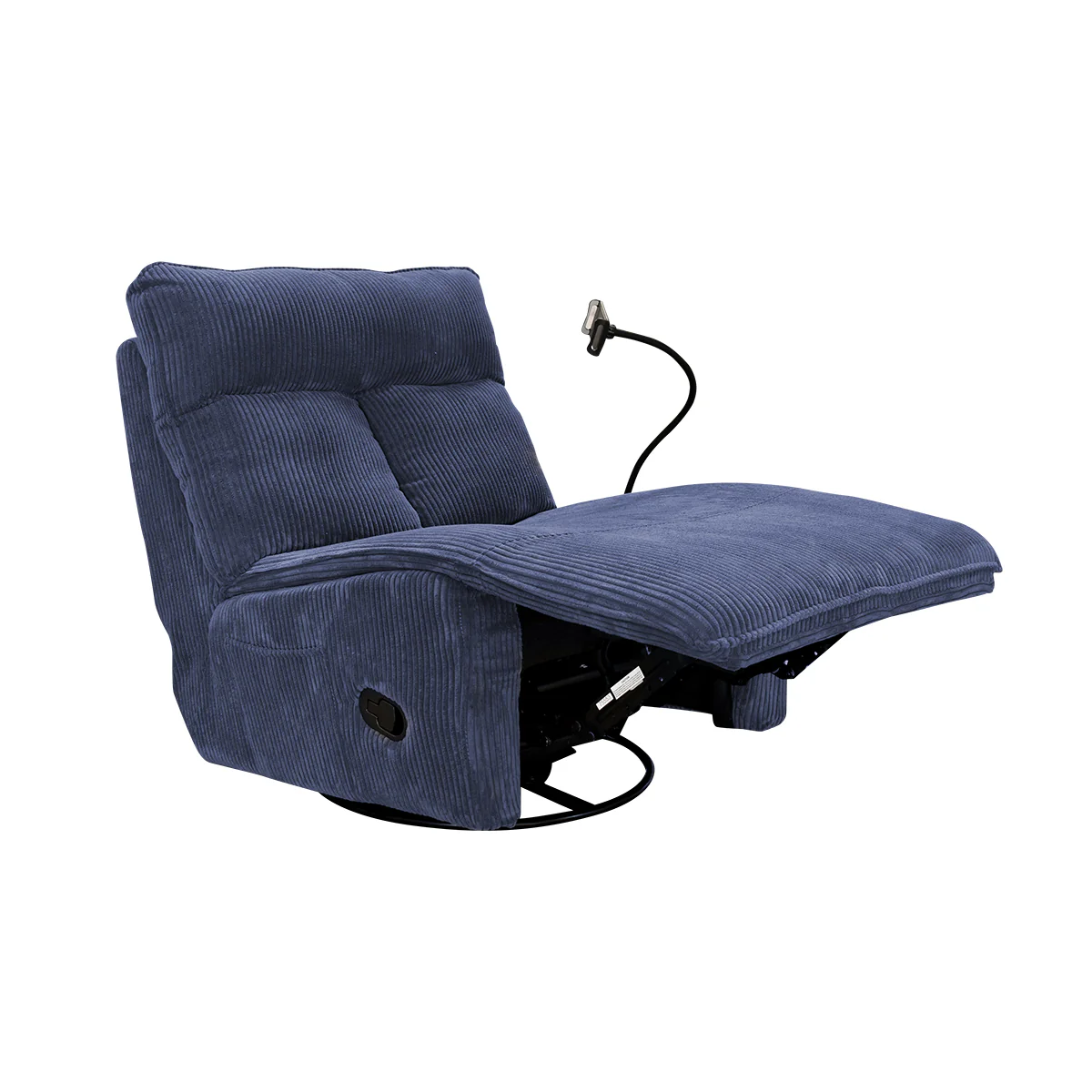 Sillón Giratorio Mecedora Reclinable de Tela Belle Sistema Manual- Lincoln Black - Image 20
